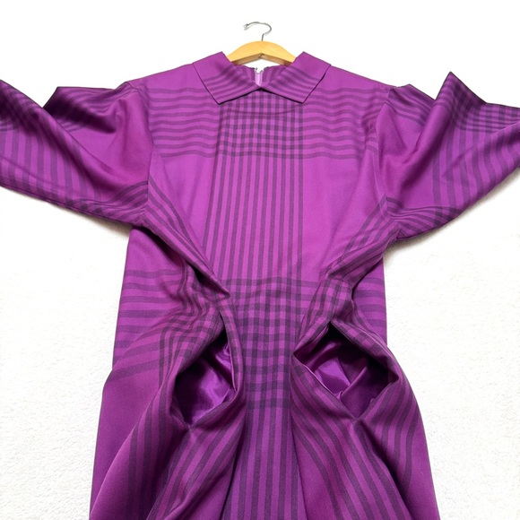Nina Ricci Paris Vintage Dress Size 46 US approximately XL side pockets plaid - Picture 6 of 12